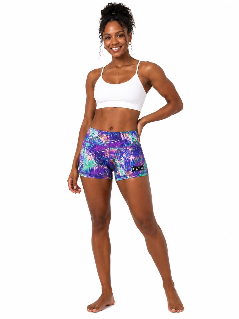 Fleo‎ Palm Leaf Printed fabric Shorts, Size M